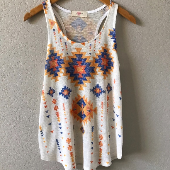Tops - NWOT Blushed Aztec Knit Racerback Tank Top